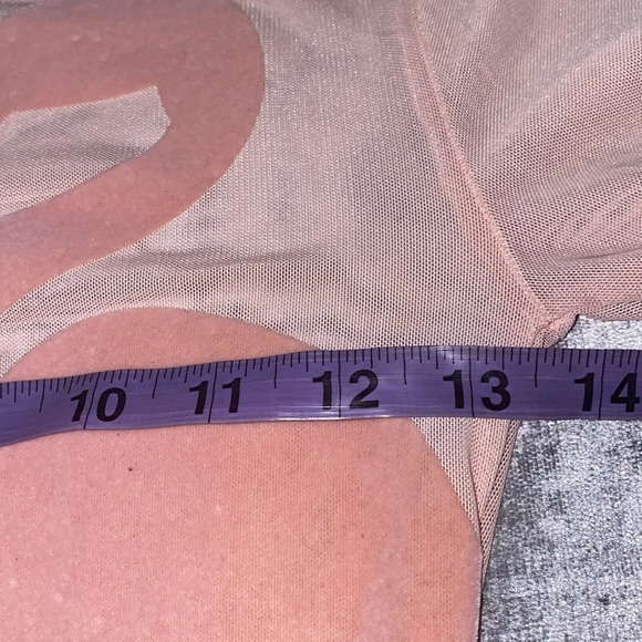 Zara Nude pink mesh flamingo detail bodysuit New Sz S - Picture 6 of 15